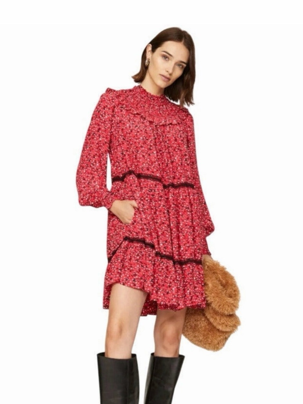 Scotch & Soda~Red Smocked Mini Dress~Size XS~$198~